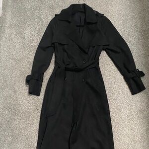 Alice + Olivia Black Faux leather suede midi trench Coat small